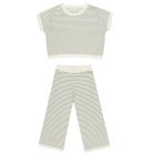 Boxy Crop Knit Tee & Knit Wide Leg Pant | Sage Stripe
