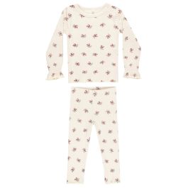 Ribbed Long Sleeve Top | Brick Ditsy