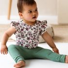 Ruffled Bodysuit & Slim Baby Ruffled Pants | Very Berry Flower/Seaweed