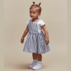 Stripe REVERSIBLE Pinafore & White T-Shirt