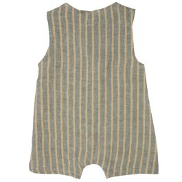 Striped Linen Overall | Leaf Green/Curry Stripes
