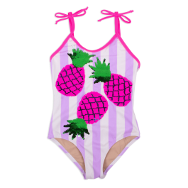 Striped Magenta Pineapple Magic Flip Sequin Swimsuit