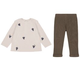 Off White Grapes Lala T-Shirt & Turtle Green Rom Pom Leggings