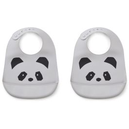 Tilda Silicone Bib 2 Pack | Panda Dumbo Grey