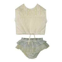 Top & Culotte With Frill | White