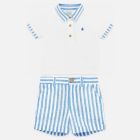 White & Blue Linen Shorts Set