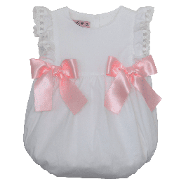 White Romper W/ Pink Ribbons