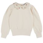 Cream Crocheted Collar Sweatshirt