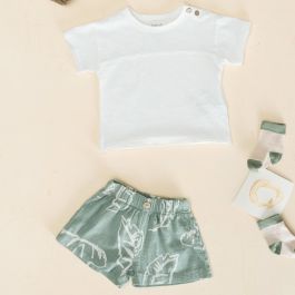 Baby White Tshirt & Shorts Set