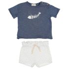 Bleu Fish T-Shirt & Bleu Mini Check Bloomer
