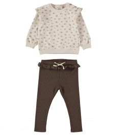 Flora Sweatshirt Beige & Ribbed Leggings Brown