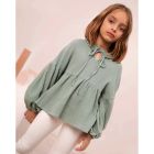 Muslin Balloon Sleeve Blouse