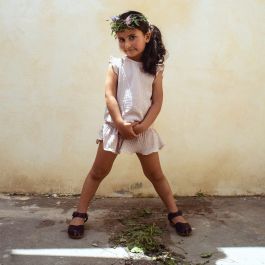 Pink Blouse W/ Cutaway Sleeve & Culotte W/ Frill