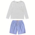 White Stano Tee & Blue Stripe Obiki Bermuda