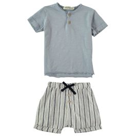 Begur T-Shirt & Stripes Shorts | Celest/Ecru
