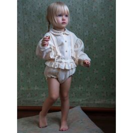 Off white Blouse & Culotte W/ frills Removable Straps