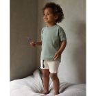 Mint Blue Rib Tee & Stracciatella Raw-edge Sweat Shorts