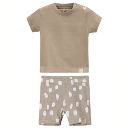 Beige Stowe Tee & Printed Allan Biker Shorts
