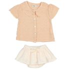 Vanilla Embroidery Blouse & Talc Skirt-Culotte