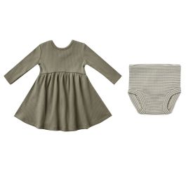 Fern Ribbed L/S Dress & Fern Stripe Ribbed Bloomer