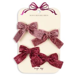 4 Pack Glitter Bow Hair Clips | Pink Mix