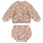Bubble Knit Cardigan & Knit Bloomers Rose Speckle