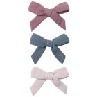 Bow W. Clip Set Of 3 Mulberry, Ocean, Lilac