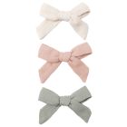 Bow W. Clip Set Of 3 Natural & Fern & Rose