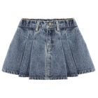 Pleated Denim Skirt Indigo Denim