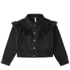 Ruffle Denim Jacket Washed Black