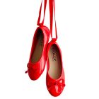 Classic Ballerinas W/ Lace Up Ribbons | Red