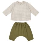 Orange Check Carrot Shirt & Moss Ficus Trouser