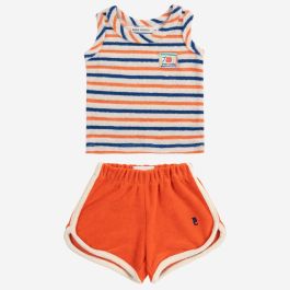 Smiling Striped Terry Cloth Top & Shorts