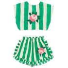 Flowers Stripes Top & Shorts | White/Green