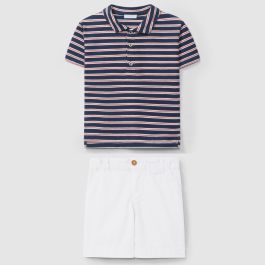 Polo Shirt Striped & Palin Twill Shorts