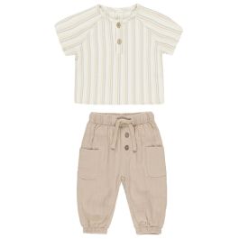 Summer Stripe Short Sleeve Zion Shirt & Oat Luca Pant