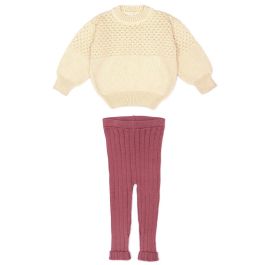 Natural Aubrey Sweater & Mauve Knitted Leggings