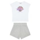 West Coast T-Shirt & Shell Pocket Shorts | Off White/Heather Grey