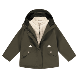 Sherpa Wïld 3-in-1 Raincoat | Antique Olive, Shortbread Sherpa