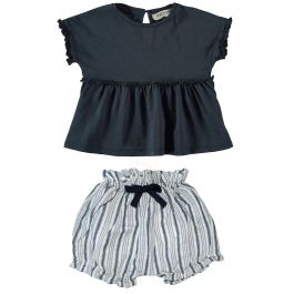 Calella Blouse & Stripes Bloomer | Navy/Ecru