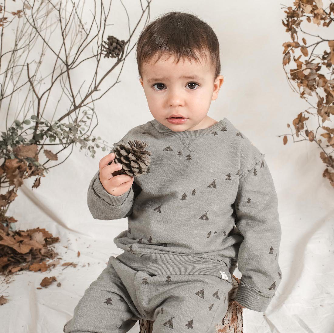 Camping Allover Sweatshirt & Camping Trousers | Khaki