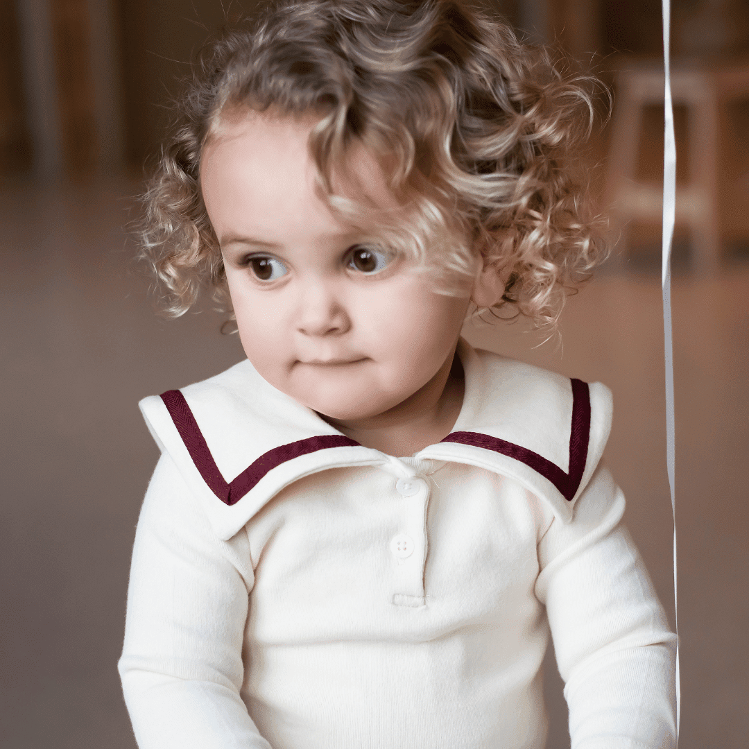 Marron Fleece Cotton Sweatshirt & Marron Trim Sailor Top