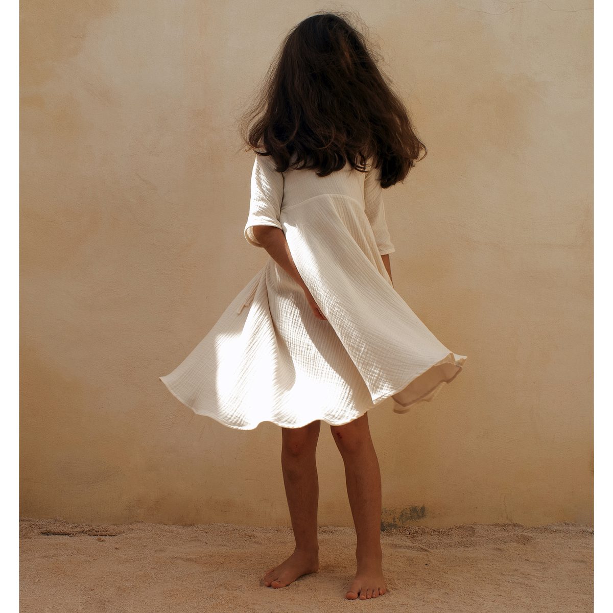 Off White Dress W/ Embroidered Collar