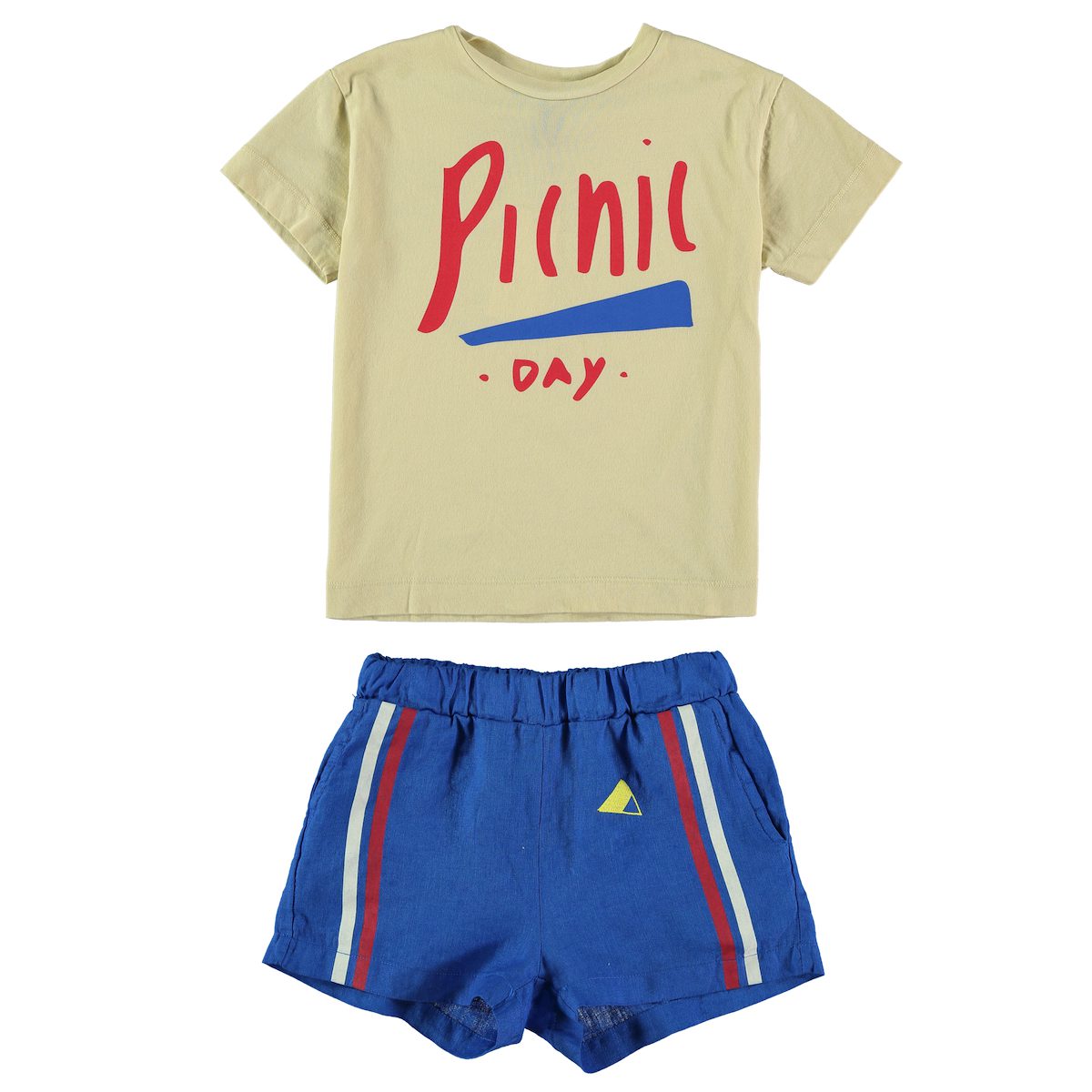 T-Shirt Picnic Day & Short Linen Side Stripes