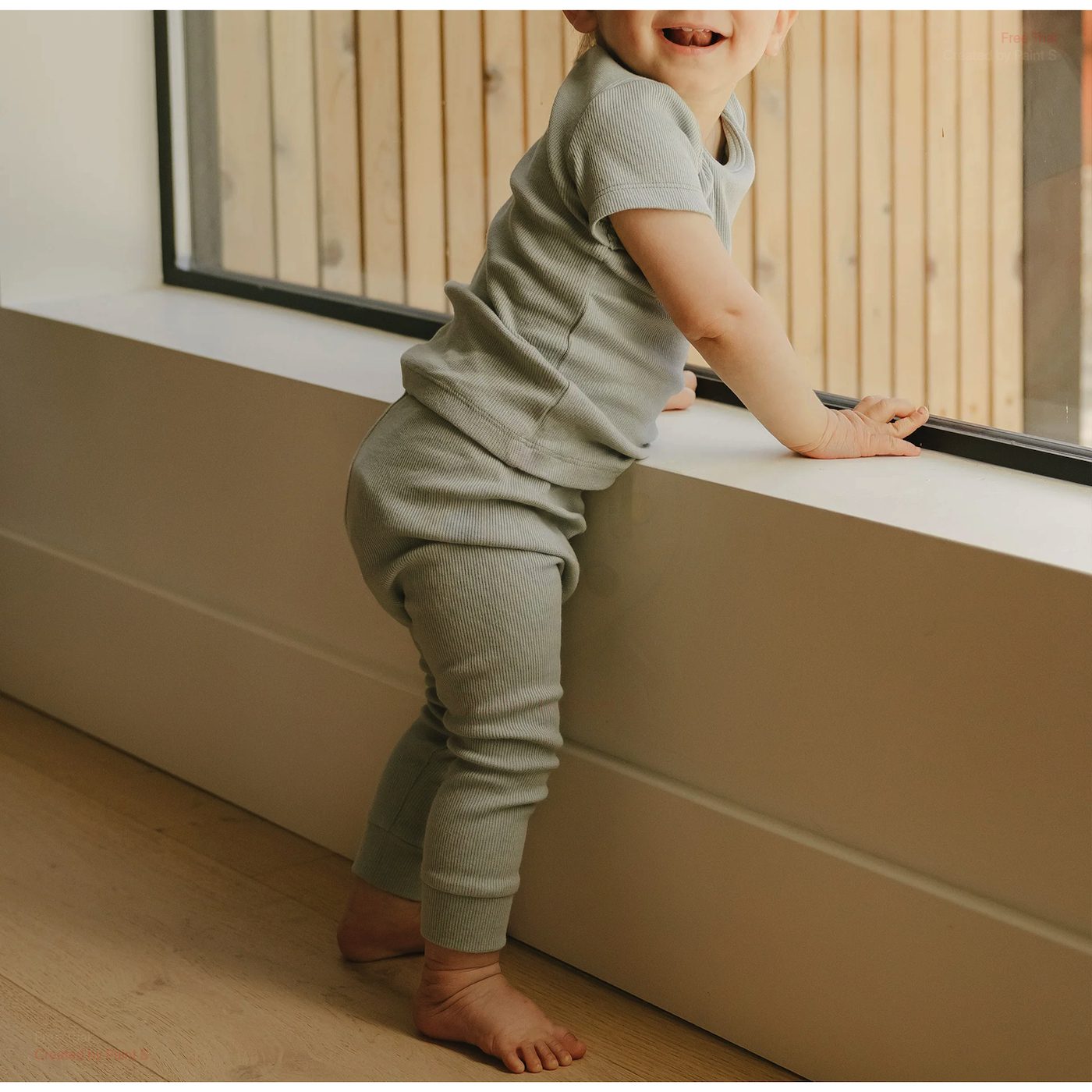 Ribbed Short Sleeve Tee & Legging | Sky