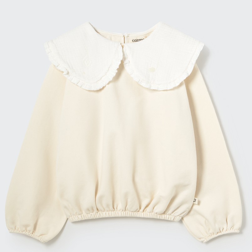 Soft Brushed Fleece Puffed Sweatshirt White