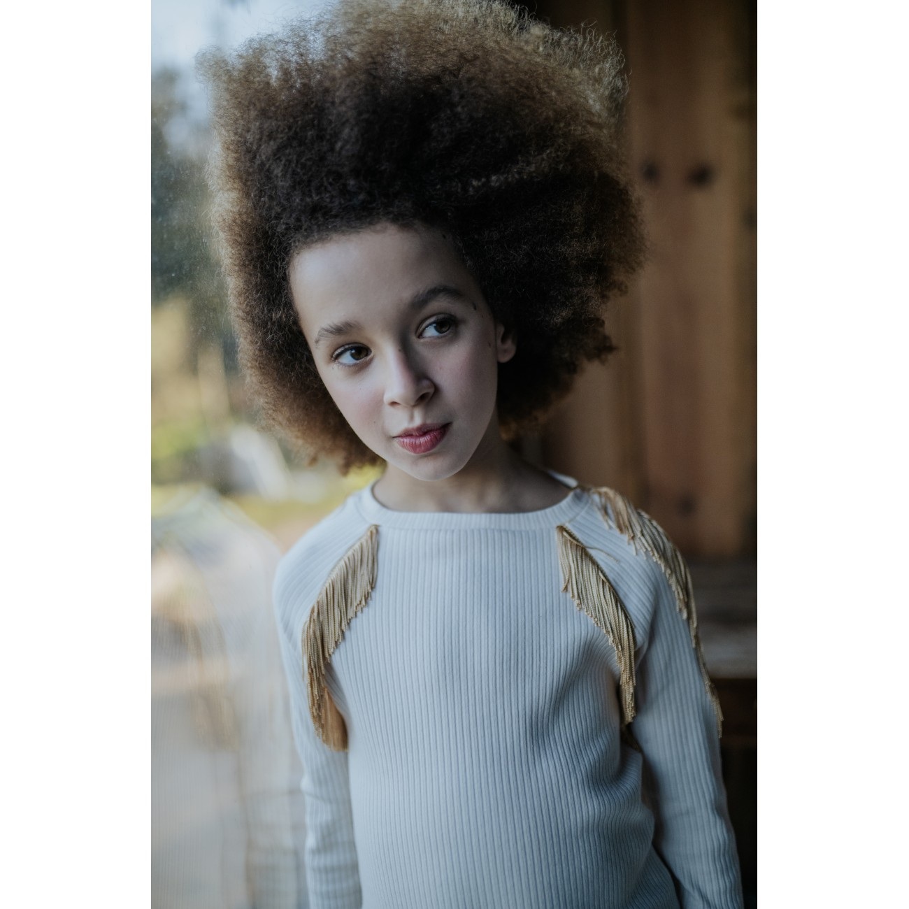 Therese Long Sleeve Top With Contrast Fringe