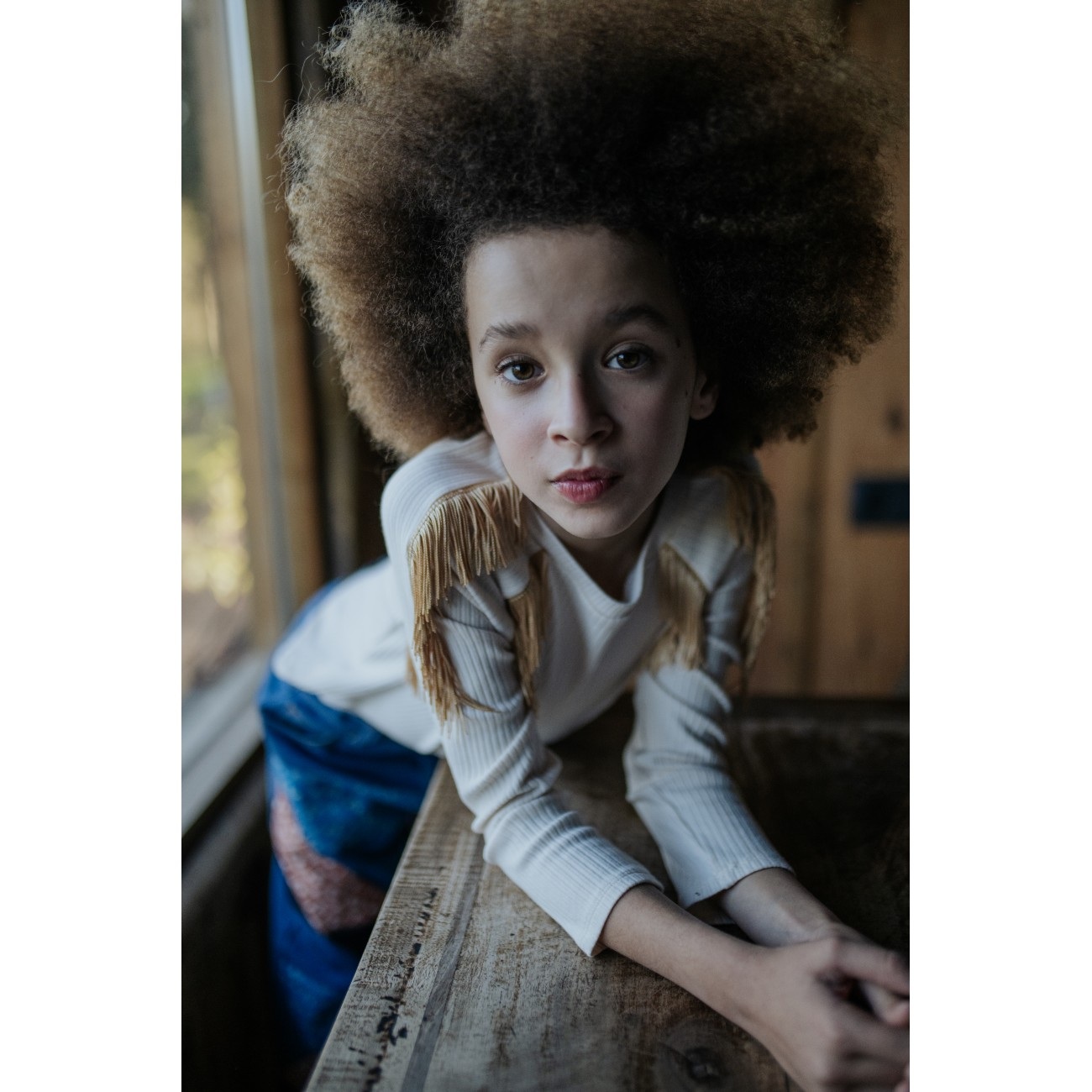 Therese Long Sleeve Top With Contrast Fringe