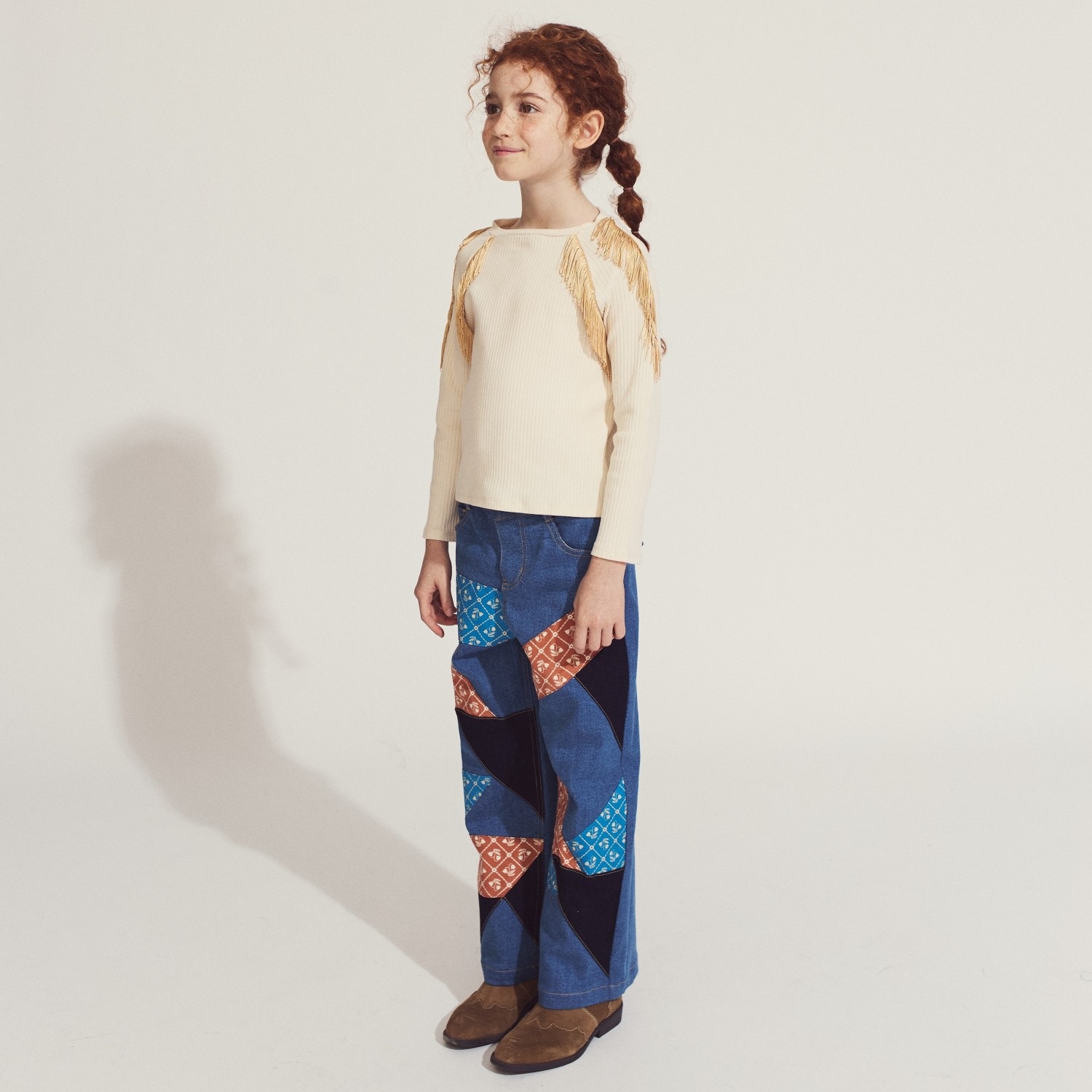 Therese Long Sleeve Top With Contrast Fringe