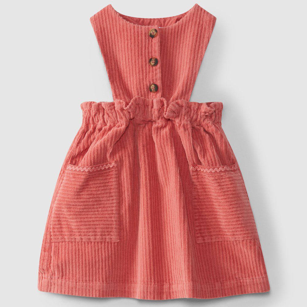 Floral Muslin Blouse & Corduroy Dungaree Dress